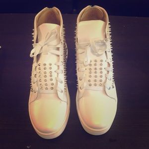 White Studded Louboutin Shoes